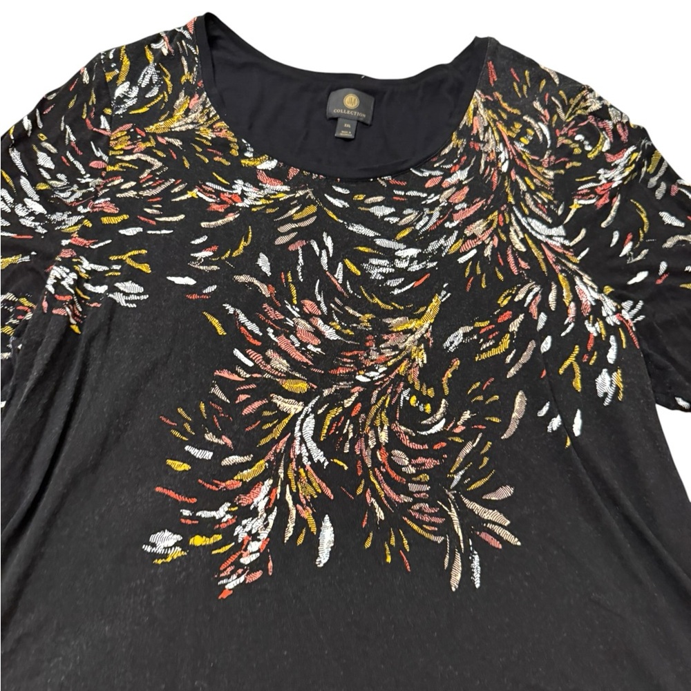 JM Collection Black Tunic with Multi-Color Brushstroke Floral Print Size XXL - Picture 10 of 13